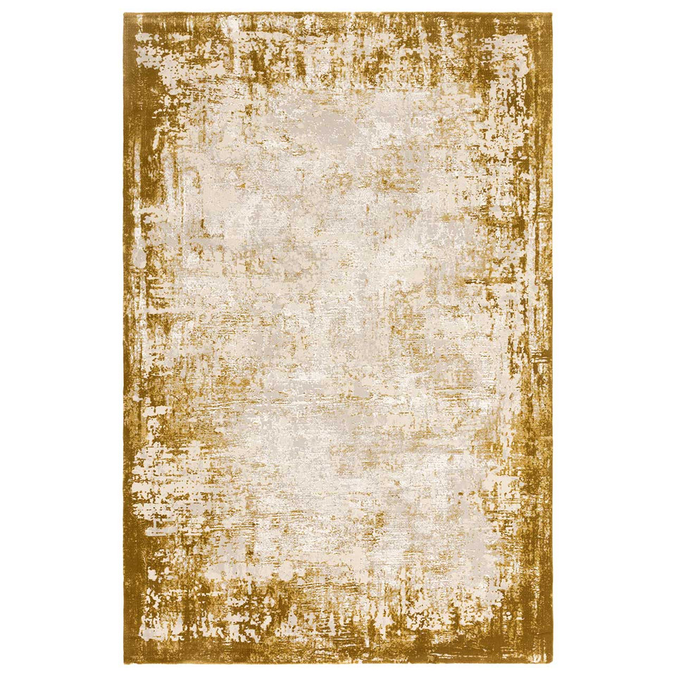 Kuza Border Gold Velvet Soft Rug