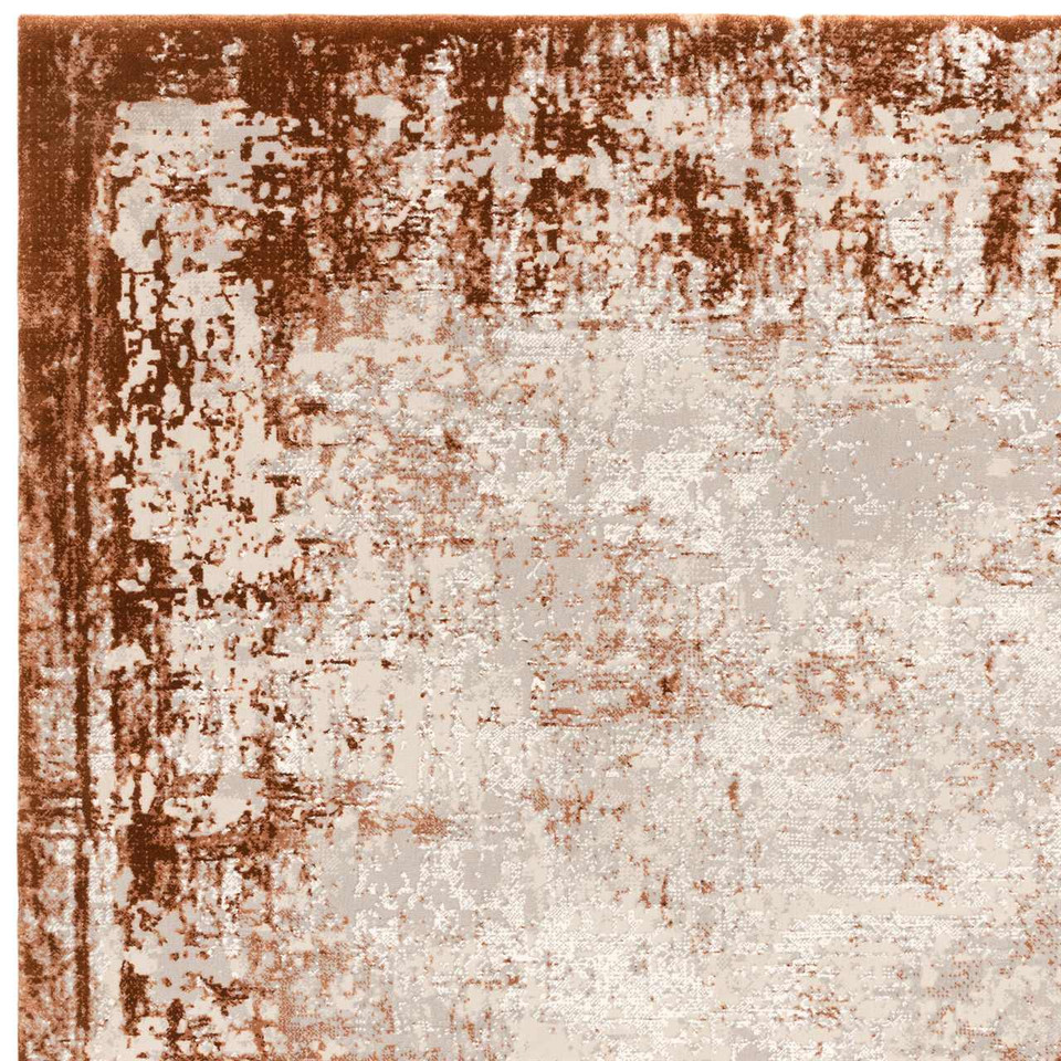 Kuza Border Terracotta Velvet Soft Rug