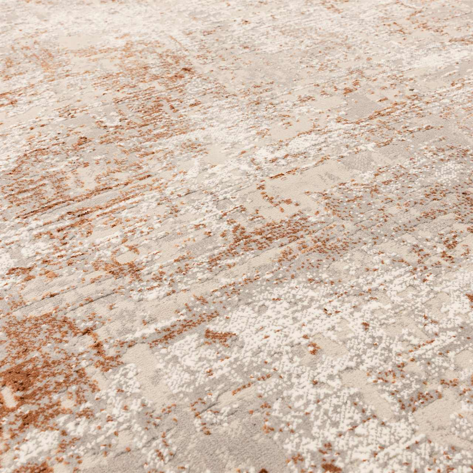 Kuza Border Terracotta Velvet Soft Rug