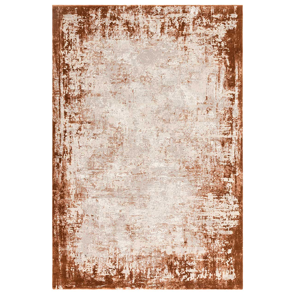 Kuza Border Terracotta Velvet Soft Rug
