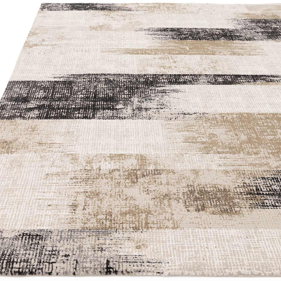 Kuza Lines Beige Velvet Soft Rug
