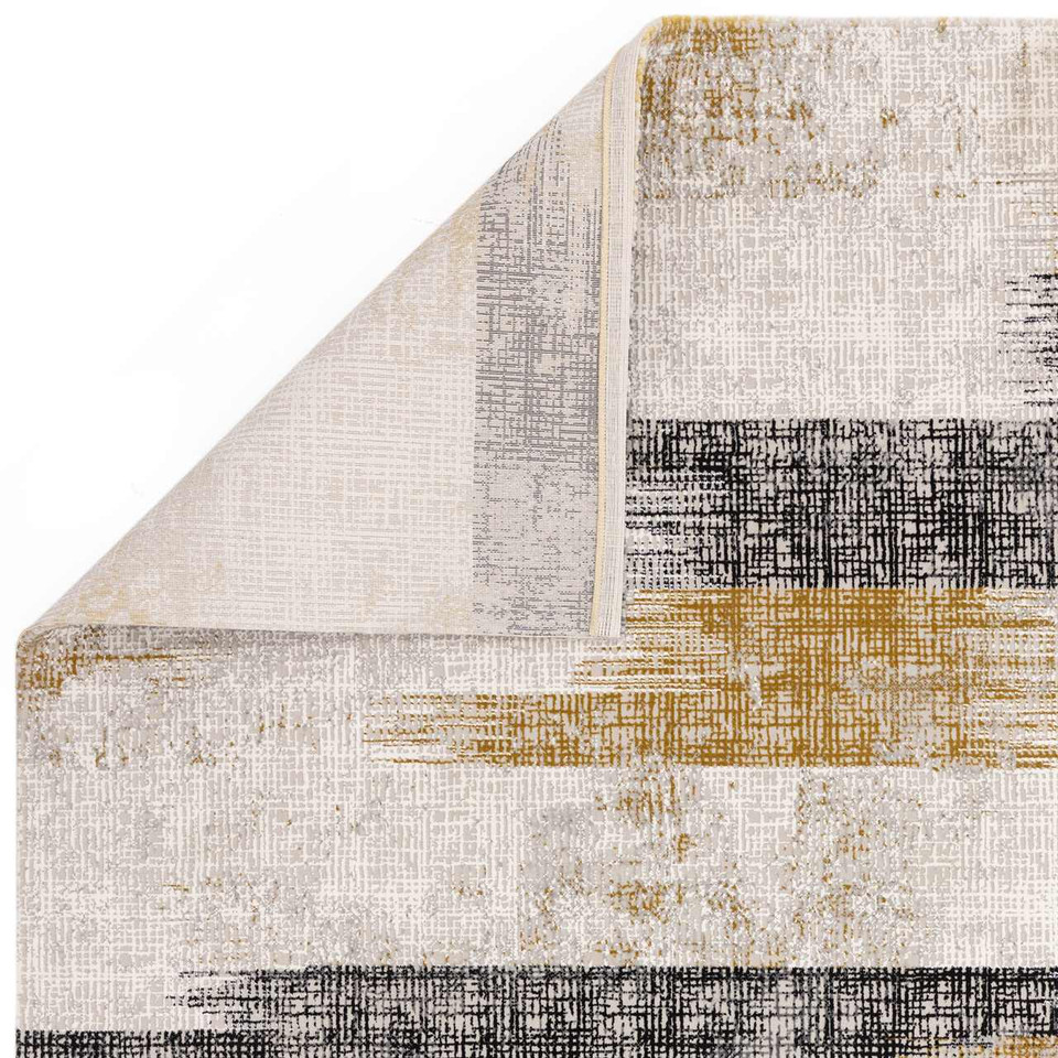 Kuza Lines Gold Velvet Soft Rug