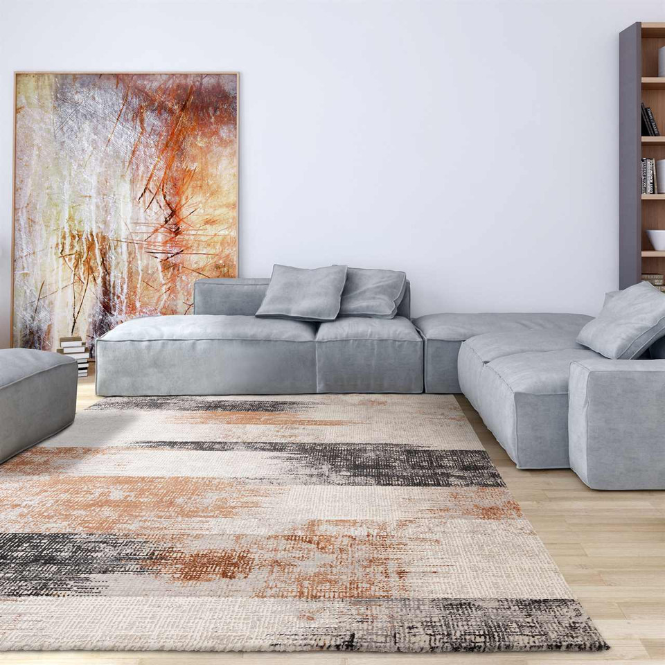 Kuza Lines Terracotta Velvet Soft Rug