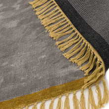 On Sale Elgin Tassels Rug Silver Mustard Border 120x170cm