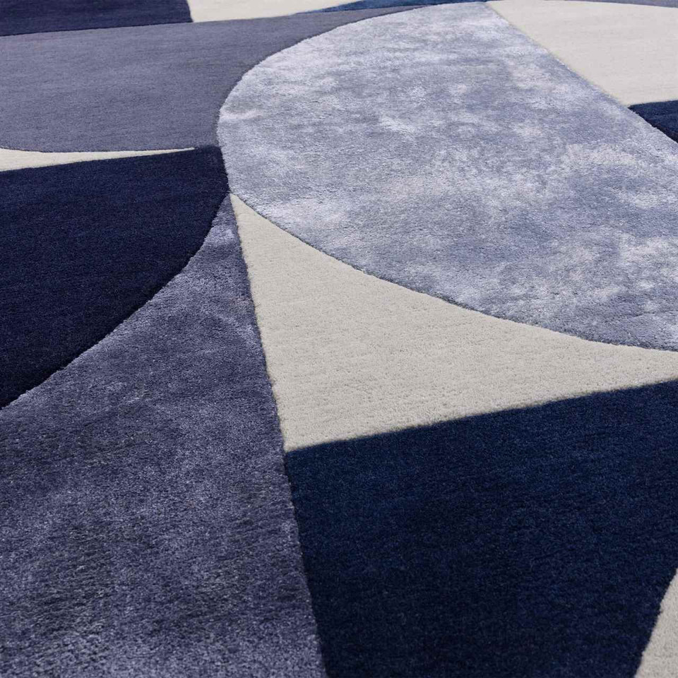 Matrix 74 Oval Rug Indigo Hand Carved Wool Viscose