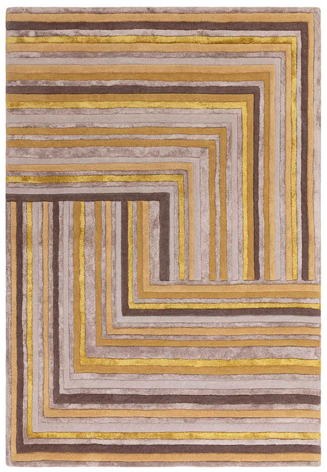 Matrix Wool Viscose Rug 79 Network Gold
