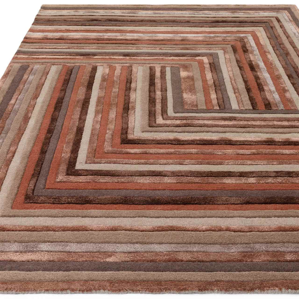 Matrix Wool Viscose 80 Network Terracotta Rug