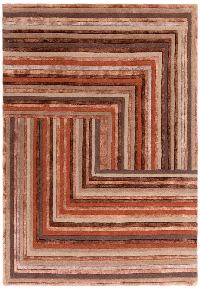 Matrix Wool Viscose 80 Network Terracotta Rug
