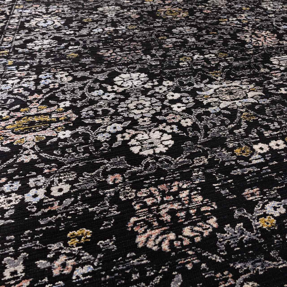 Sovereign Persian Style Black Vintage Floral Rug