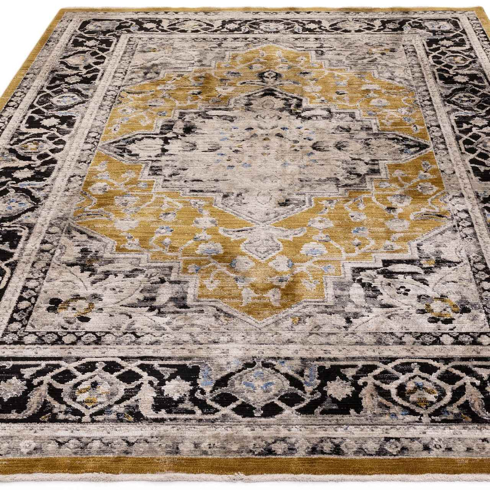 Sovereign Persian Style Rug Gold Medallion