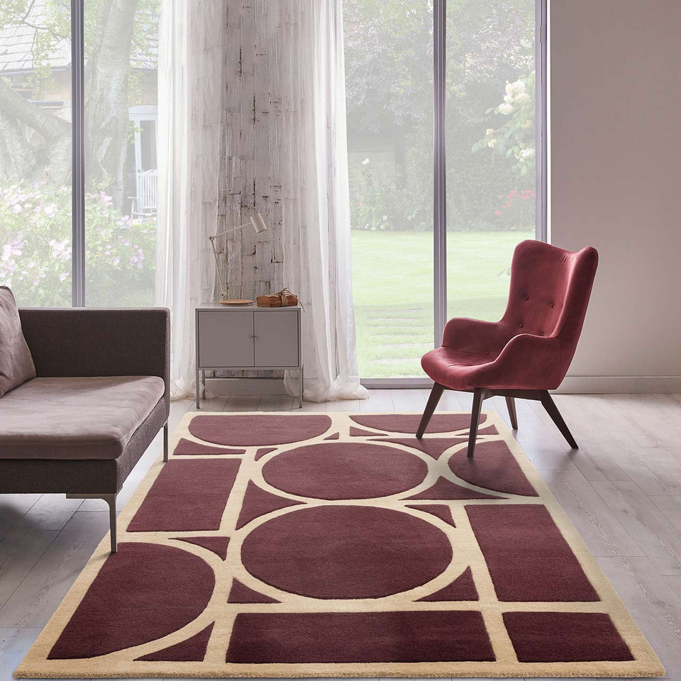 Metro Modern Style Plum Wool Rug