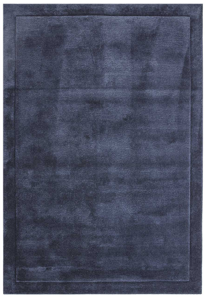 Rise Navy Luxurious Plain Rug