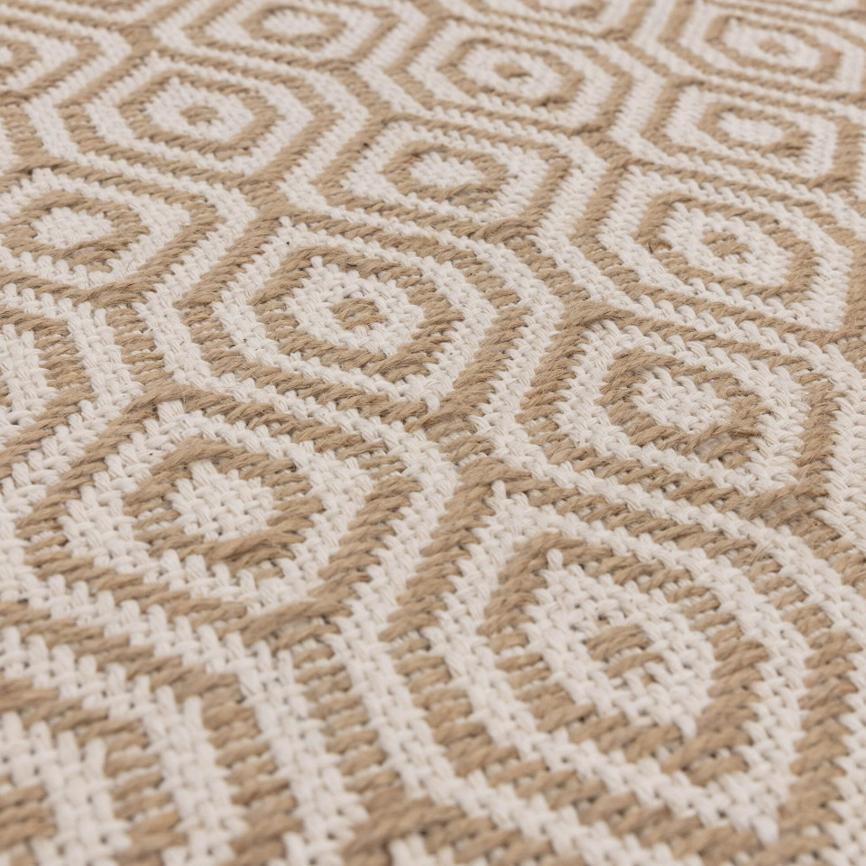 Global Cream Mosaic Flatweave Rug