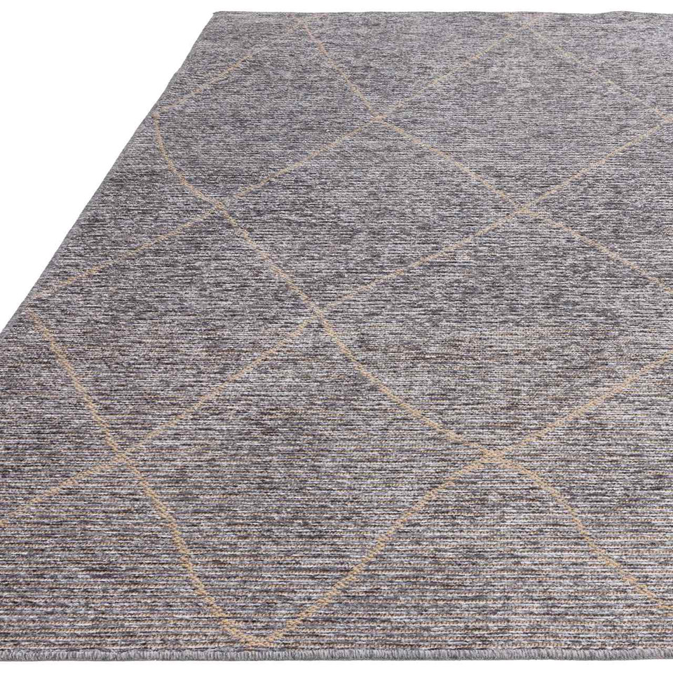 Mulberry Steel Jute Chenille Thin Rug