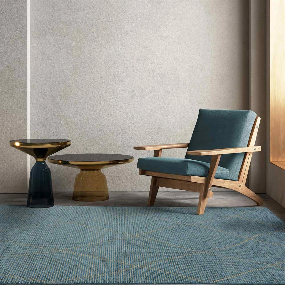 Mulberry Teal Jute Chenille Thin Rug