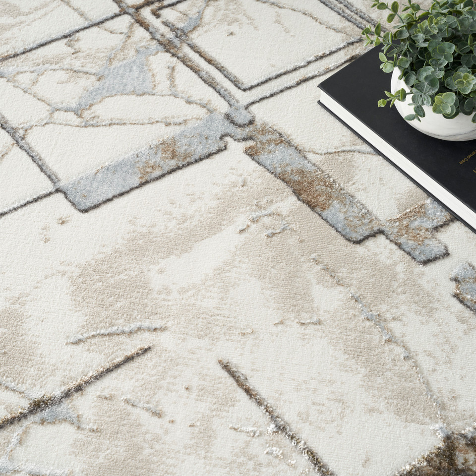 Glitz GLZ02 Ivory Grey Luxury Glossy Rug