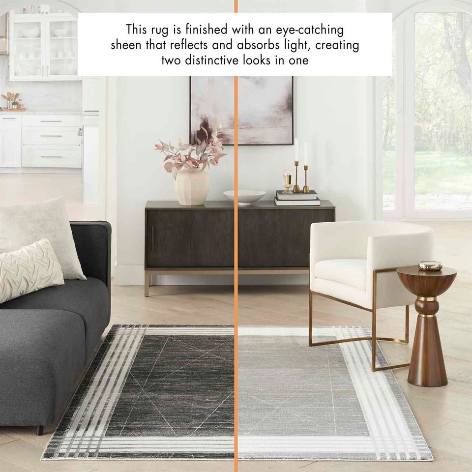 Desire DSR01 Charcoal Silver Luxury Silky Rug