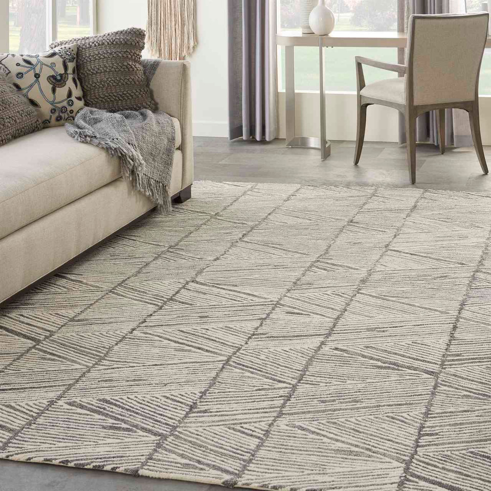 Colorado CLR01 Grey White Wool Rug