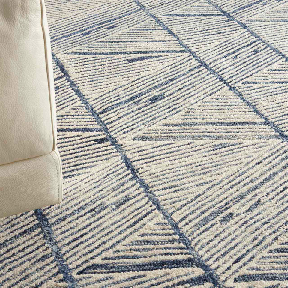 Colorado CLR01 White Blue Wool Rug