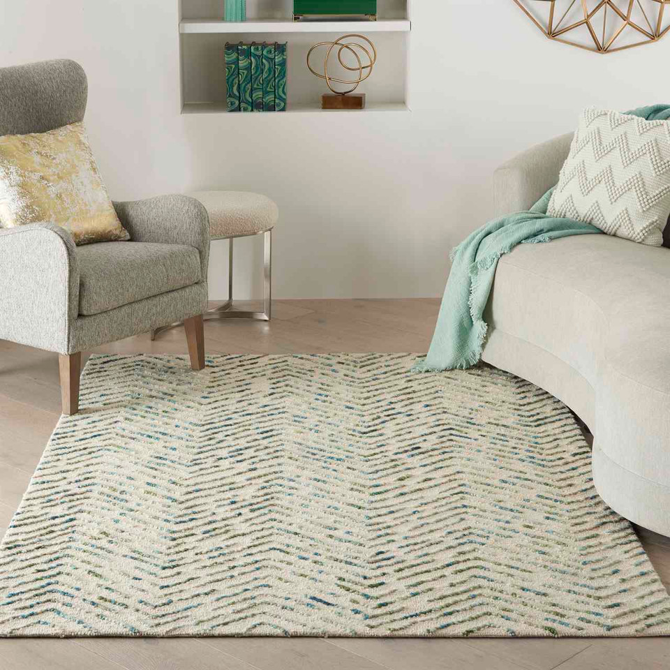 Colorado CLR02 Ivory Green Wool Rug