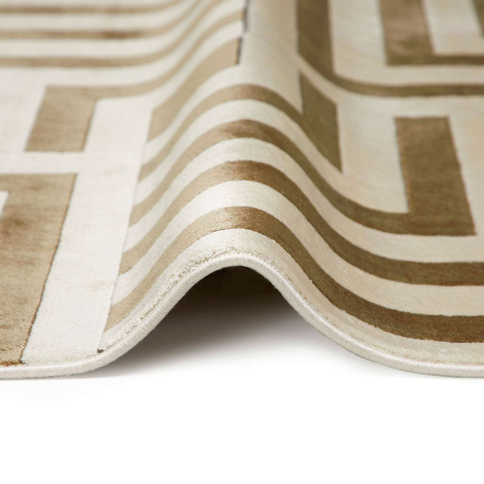 Lugano LUG01 Silky Modern Ivory Gold Rug