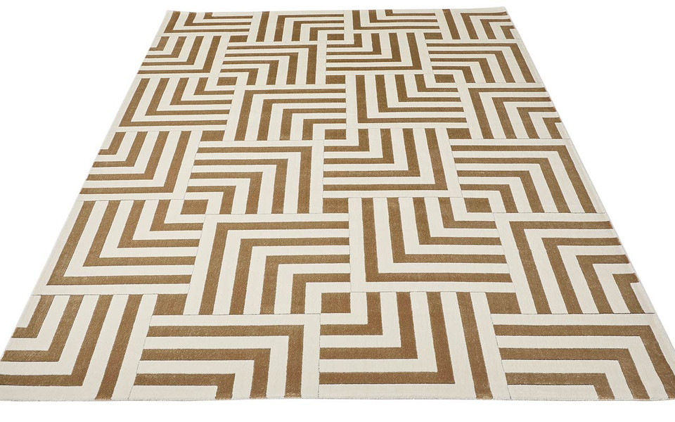 Lugano LUG01 Silky Modern Ivory Gold Rug