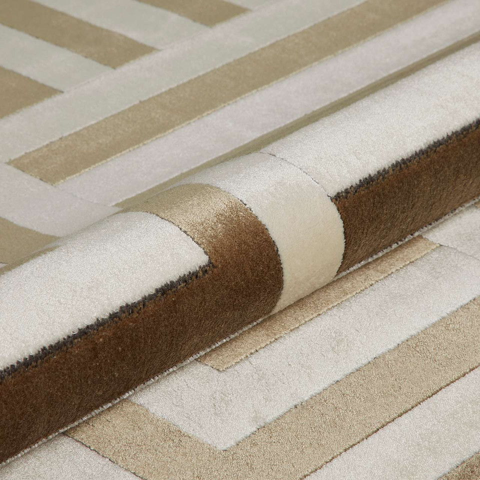 Lugano LUG01 Silky Modern Ivory Gold Rug