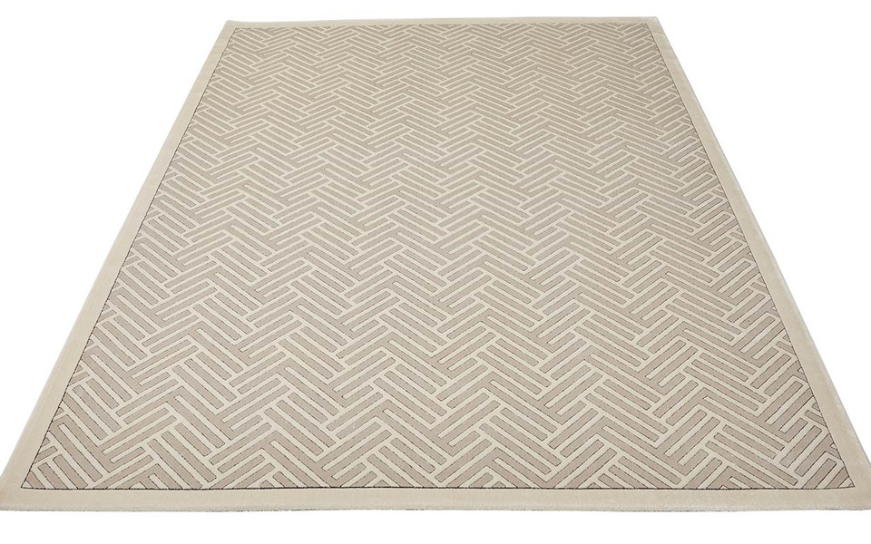 Lugano LUG03 Silky Modern Grey Ivory Rug