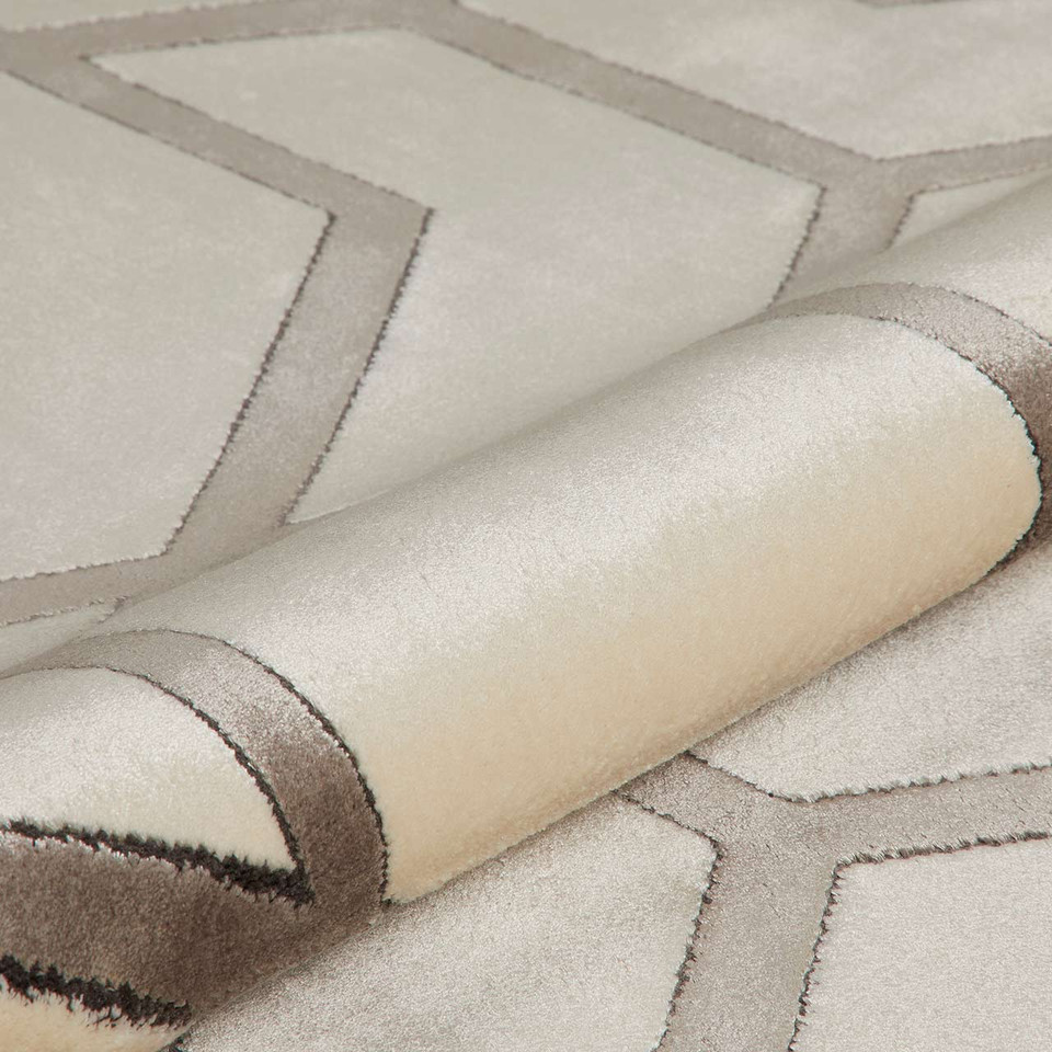 Lugano LUG04 Silky Modern Ivory Light Grey Rug
