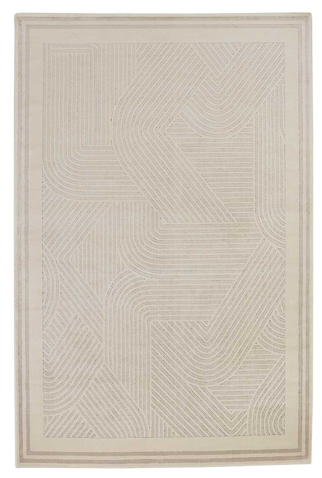 Lugano LUG05 Silky Modern Light Grey Ivory Rug