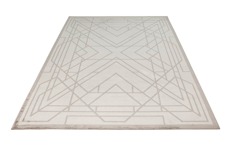 Lugano LUG07 Silky Modern Ivory Grey Rug
