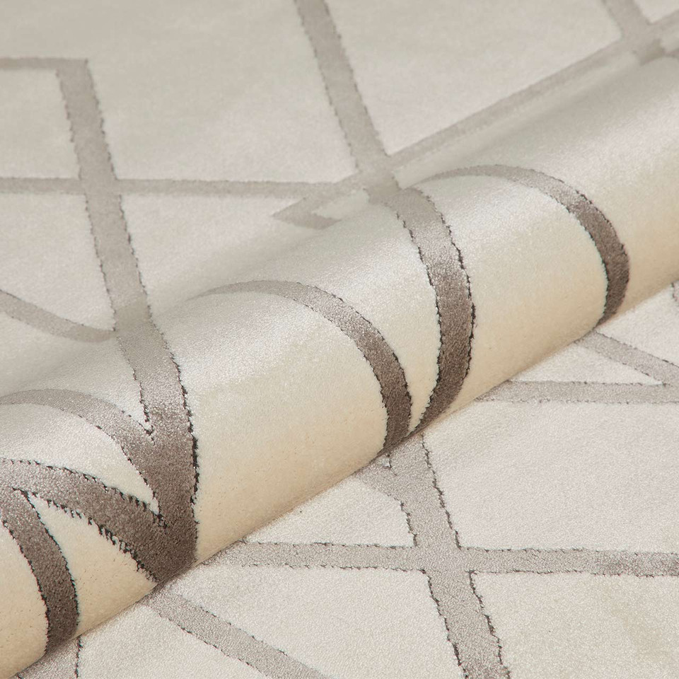 Lugano LUG07 Silky Modern Ivory Grey Rug