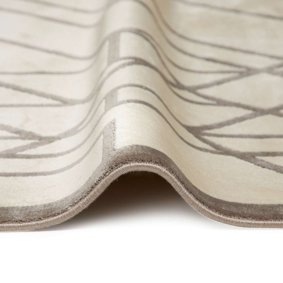Lugano LUG07 Silky Modern Ivory Grey Rug