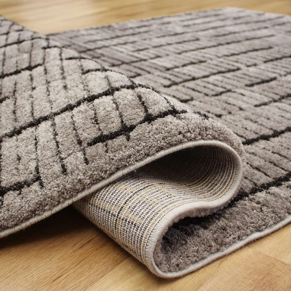 Silky Grey Black Soft Dune Rug 2131