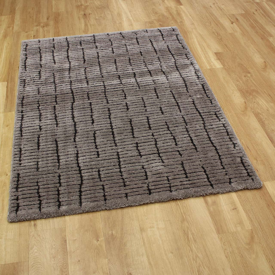 Silky Grey Black Soft Dune Rug 2131