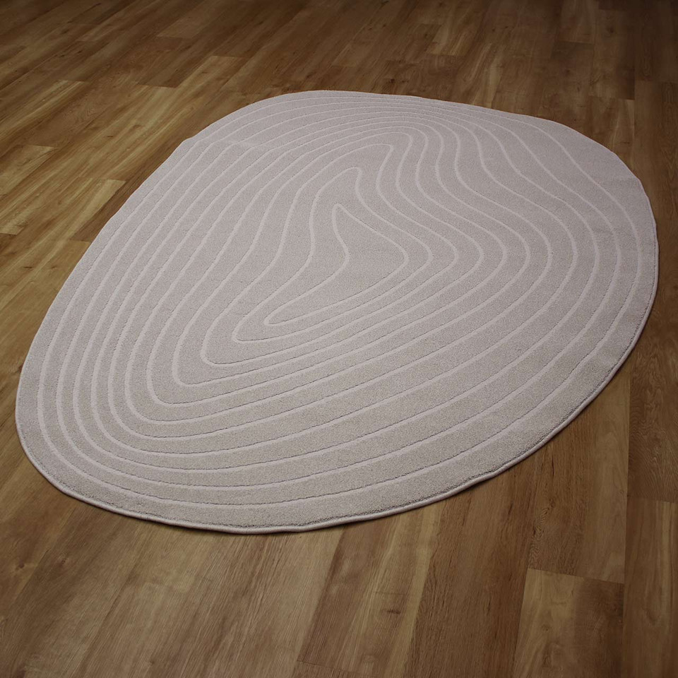 Pebble Shape White Rug Geo 6161