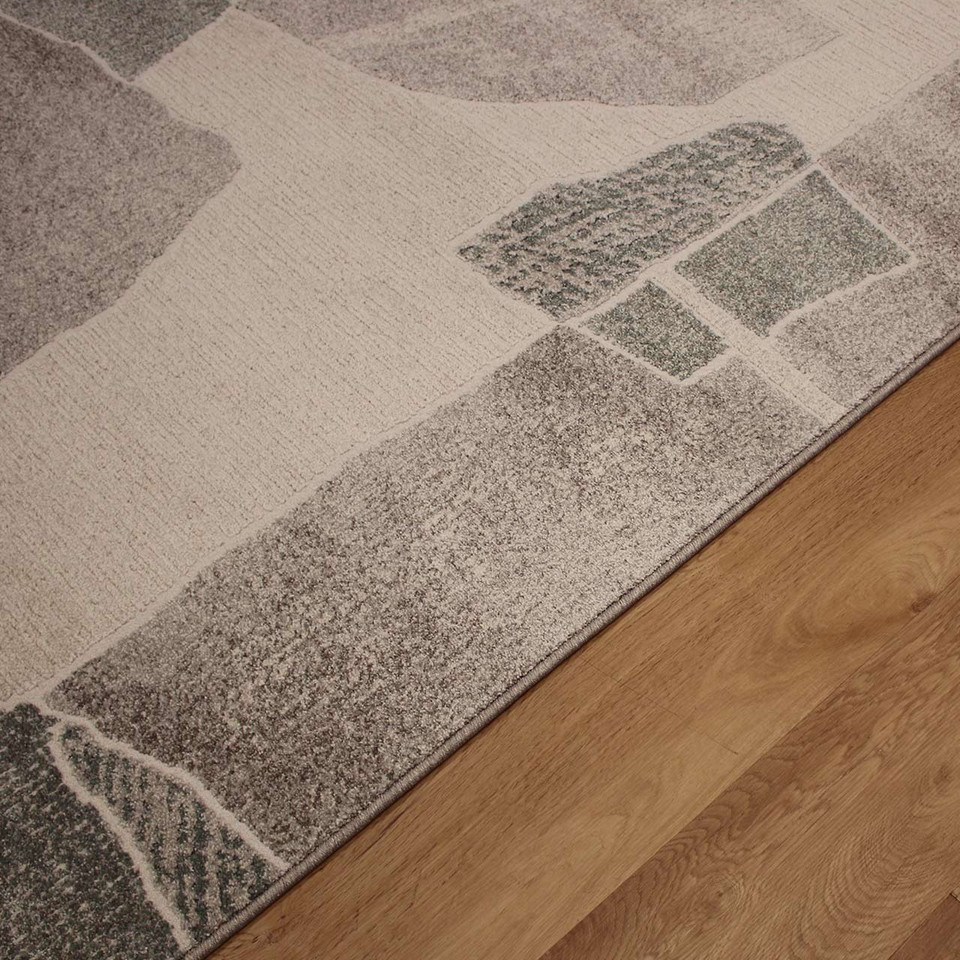 Soft Sheen Grey White Green Milano Rug 6141
