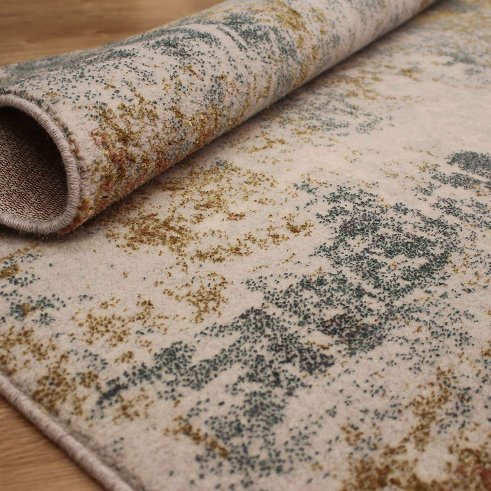 Silky Cream Teal Gold Rust Stella Rug JC990