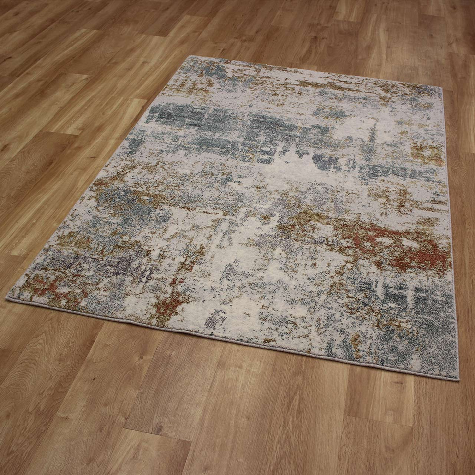 Silky Cream Teal Gold Rust Stella Rug JC990