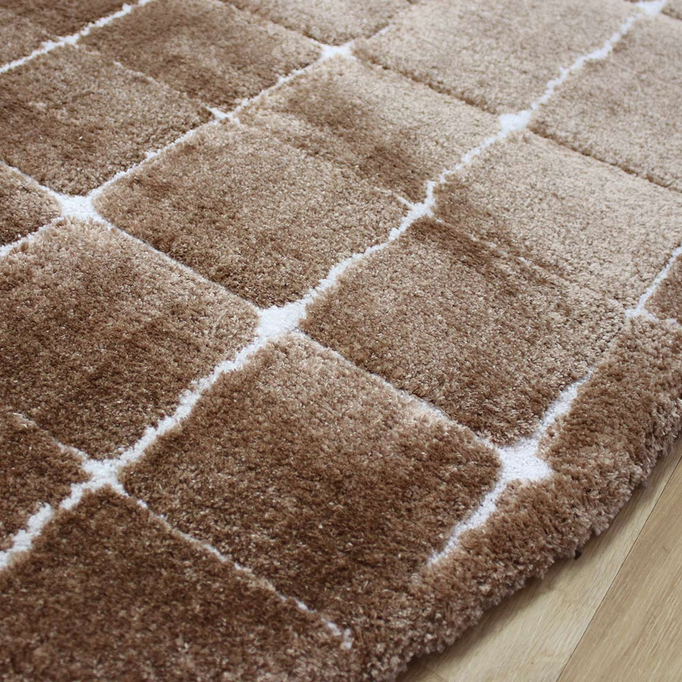 Silky Brown Rounded Rectangle Dune Rug 1262