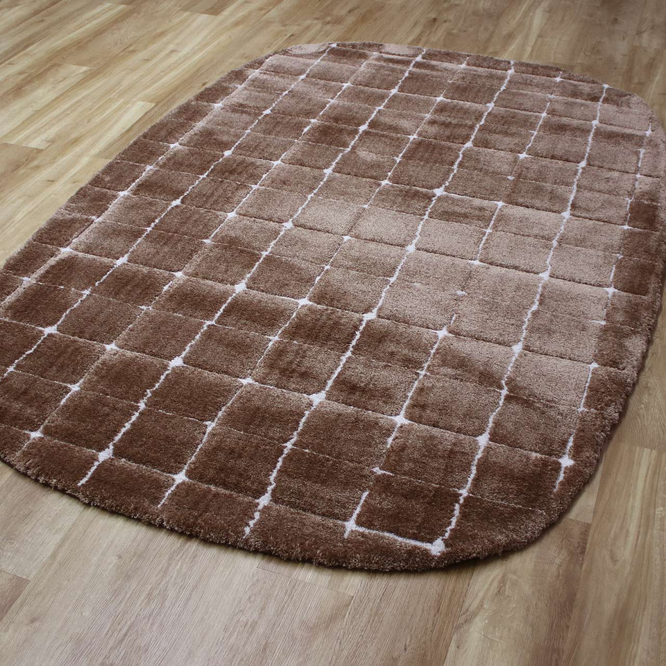 Silky Brown Rounded Rectangle Dune Rug 1262