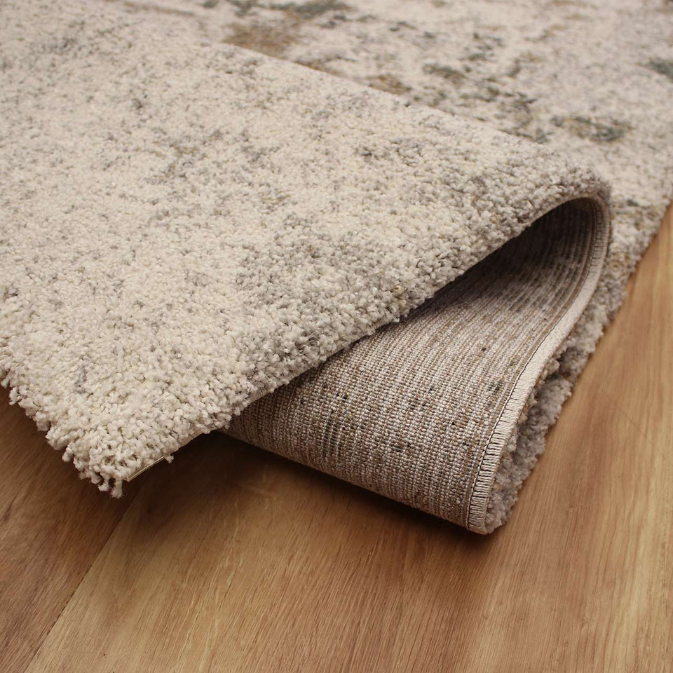 White Natural Grey Abstract Thick Mehari Rug 6747