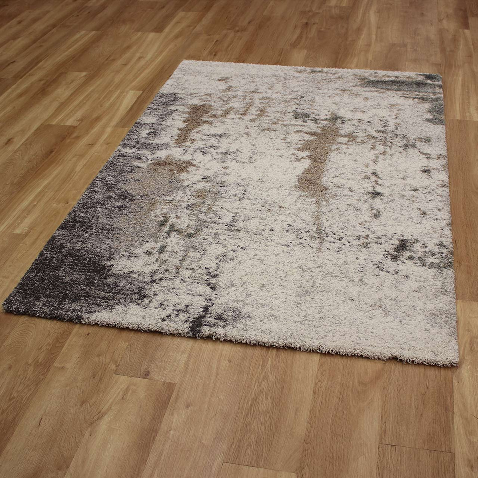 White Natural Grey Abstract Thick Mehari Rug 6747