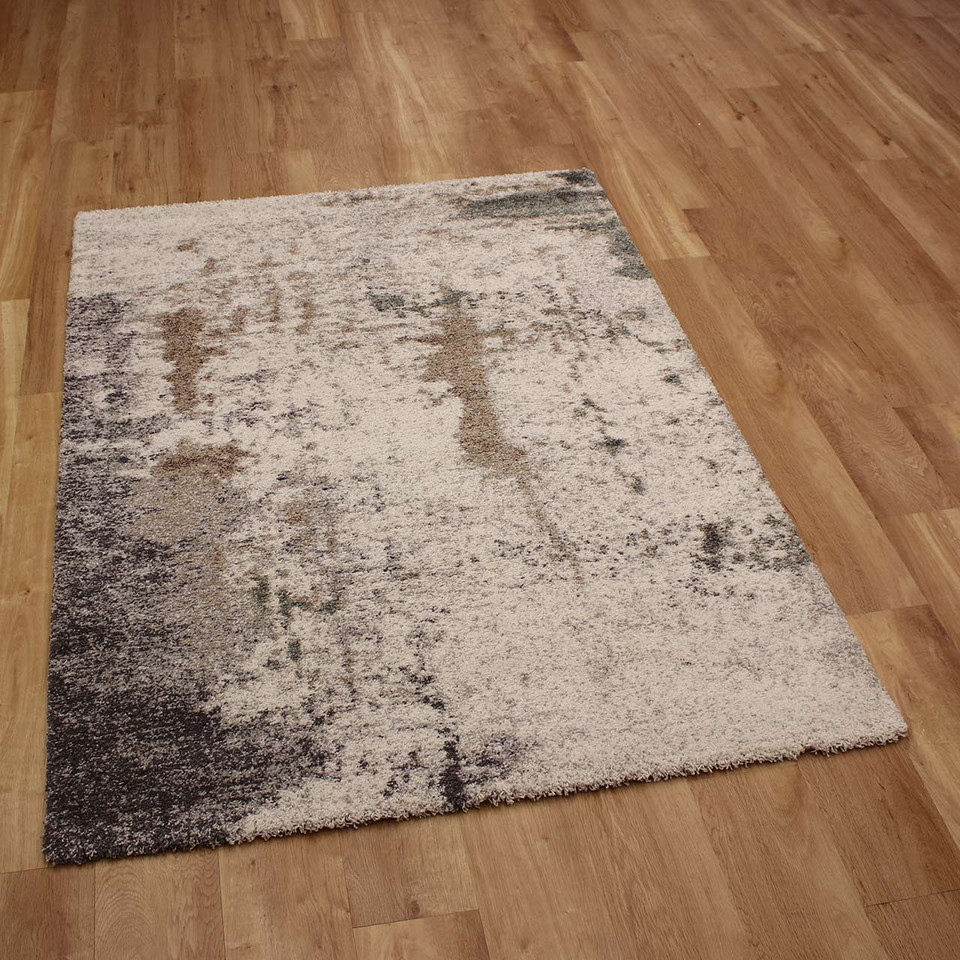 White Natural Grey Abstract Thick Mehari Rug 6747