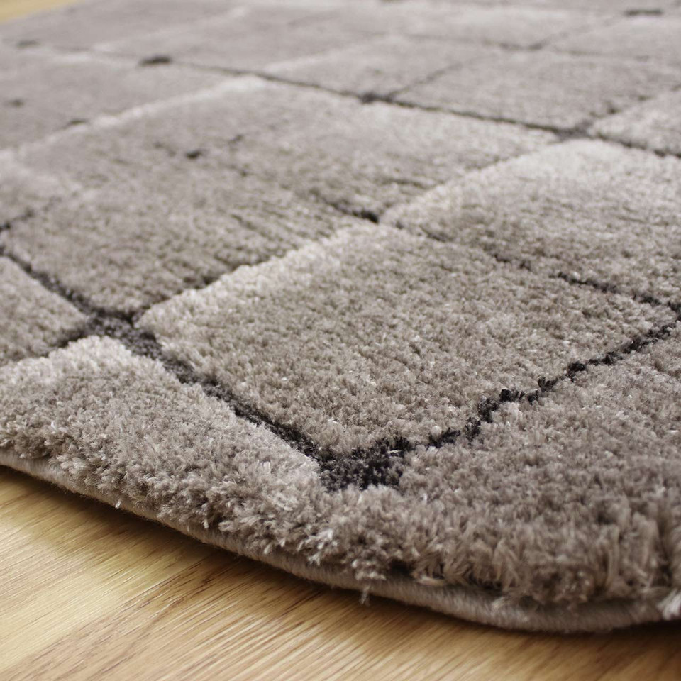 Silky Grey Rounded Rectangle Dune Rug 2181