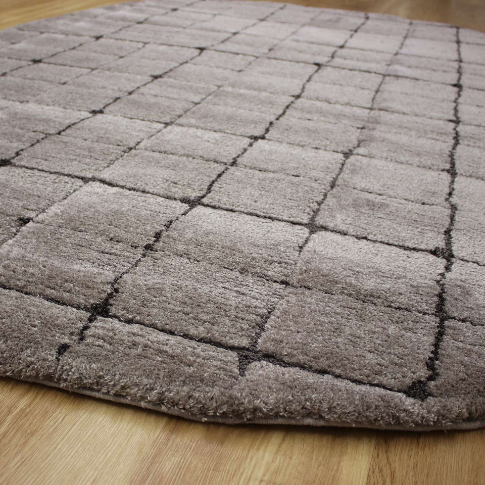 Silky Grey Rounded Rectangle Dune Rug 2181
