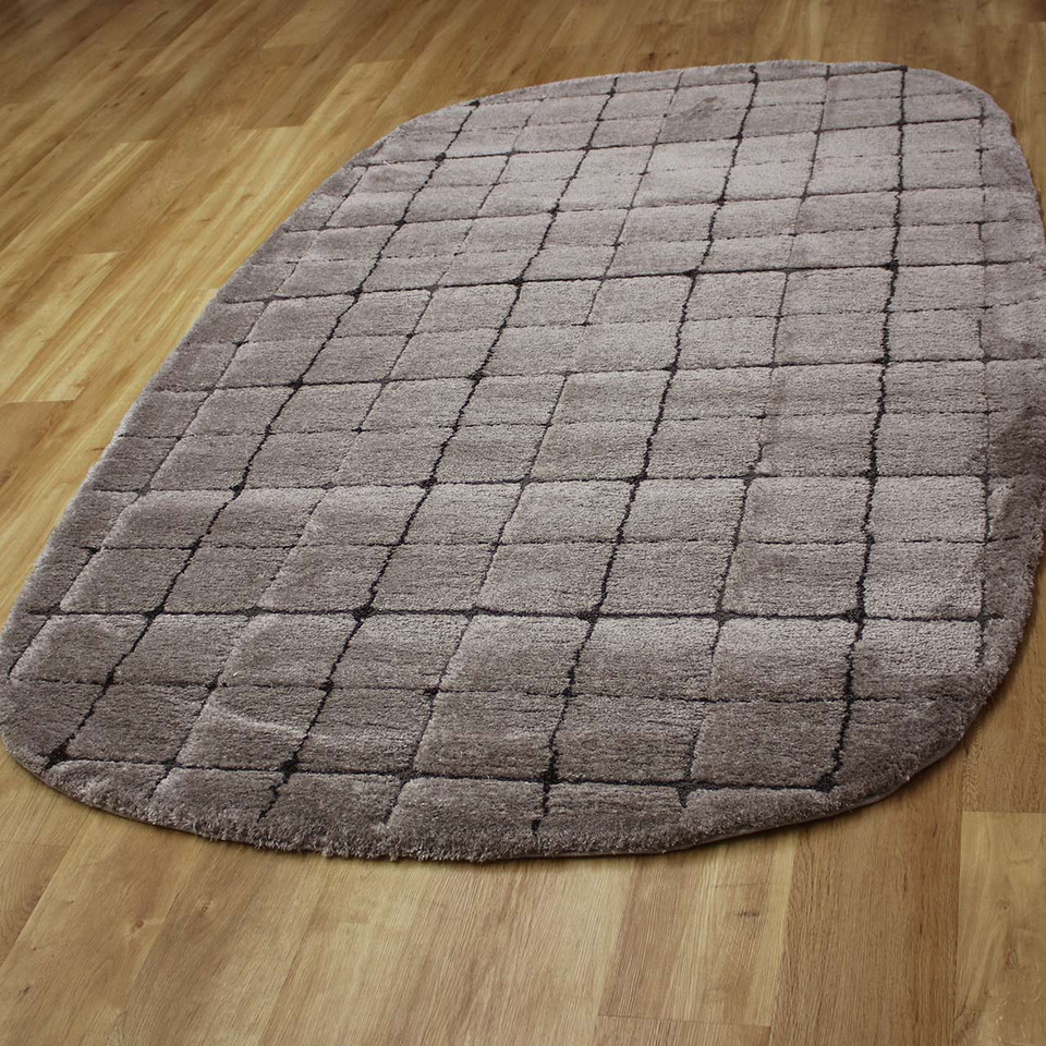 Silky Grey Rounded Rectangle Dune Rug 2181