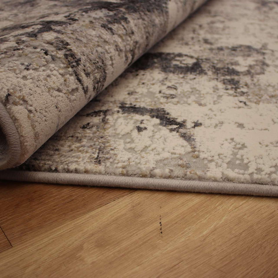 Luxurious Grey Ivory Abstract Canyon Rug 6626