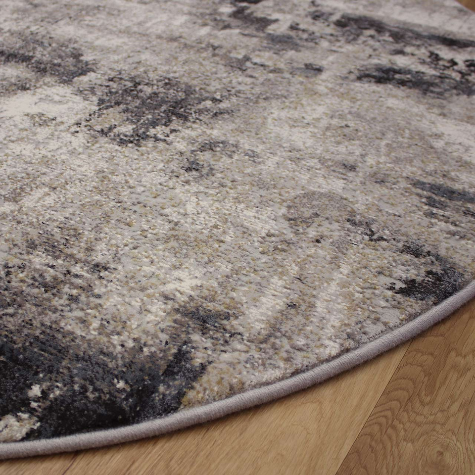 Luxurious Grey Ivory Abstract Canyon Rug 6626