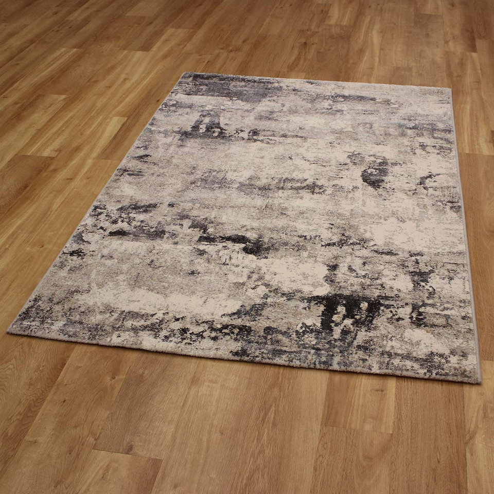 Luxurious Grey Ivory Abstract Canyon Rug 6626